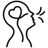 Ein Icon, das einen Strichmännchen-Kopf zeigt, der einatmet. Zudem ist ein Herz zu sehen. Das Icon symbolisiert damit das gesunde Wohnklima der schlüsselfertigen Holzhäuser von Stommel Haus.