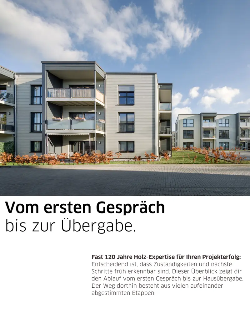 Mehrgeschossige Wohnanlage in Holzbauweise mit Balkonen und großzügigen Außenflächen. Bildmotiv zum vollständigen Ablauf eines Bauprojekts mit Stommel Haus vom Erstgespräch bis zur Hausübergabe.  Bild 3 SEO-Titel:  Projektablauf im Holzbau – Planung bis Fertigstellung mit Stommel Haus Alt-Text:  Mehrere moderne Wohngebäude in Holzbauweise mit Innenhof und begrünten Außenanlagen. Symbolbild für die Projektphasen eines Bauvorhabens von Planung, Genehmigung und Produktion bis zur Fertigstellung.  Wie lautet die finale URL des veröffentlichten Blogbeitrags, damit ich den LinkedIn-Post erstellen kann? Geben Sie Ihr Feedback zu BizChat ab. Quellen Finale URL für Blogbeitrag angebenLinkedIn-Post zum Beitrag erstellenAlt-Texte für weitere Bilder formulieren AllePersonenPersonenDateienDateienBesprechungenBesprechungenE-MailsE-MailsChatsChatsKanäleKanäleAndererAnderer
